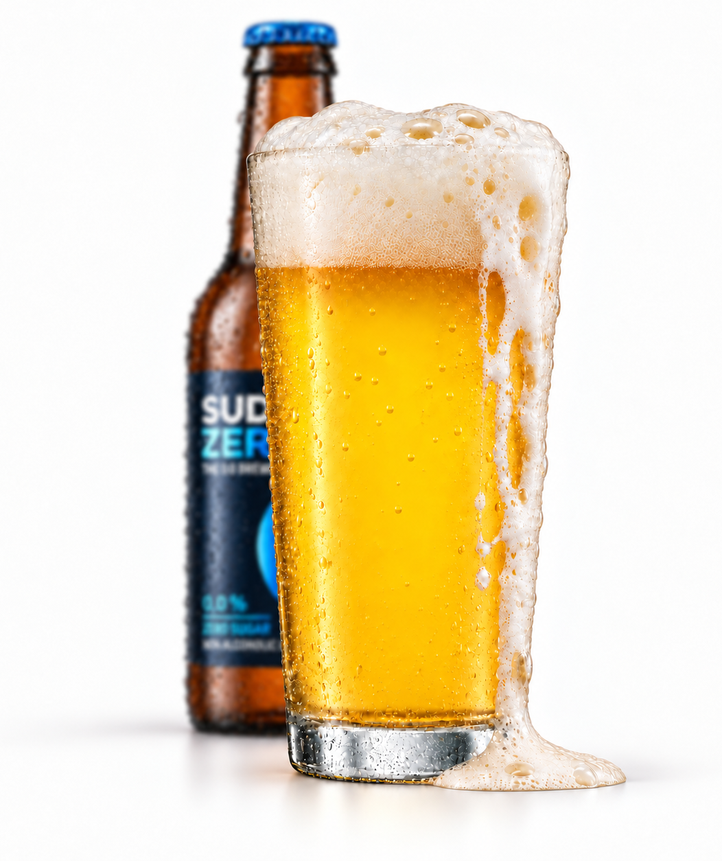 SUDZERO Bier, frisch eingeschenkt im Glas